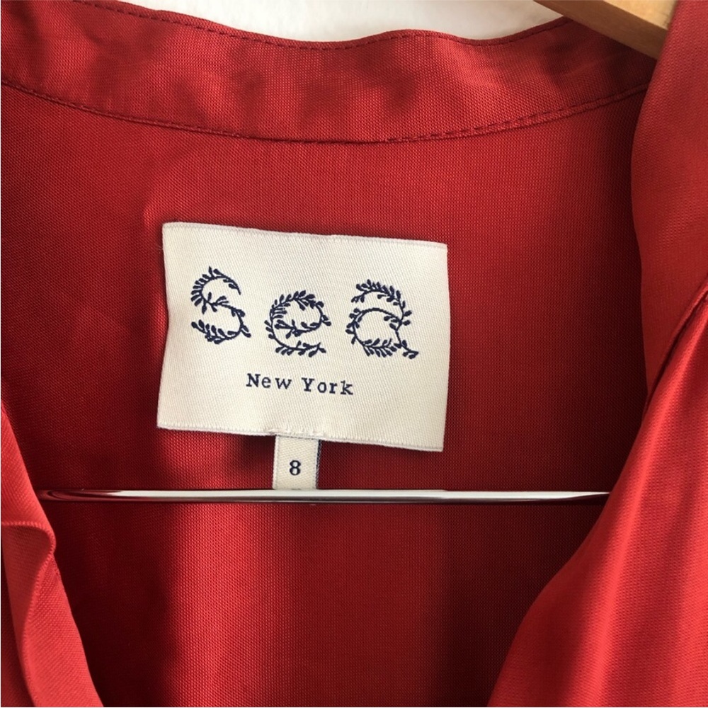 Sea New York Button Front Tie Waist Satin Rust Mi… - image 5